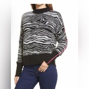 NWT Halogen Black and White Zebra Print Sweater mock neck small